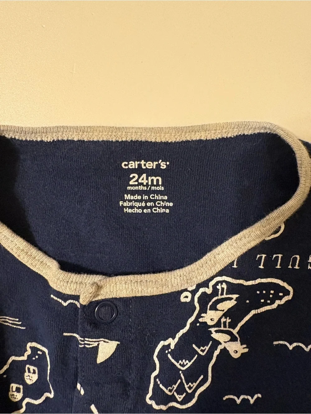 Carter's Navy Romper with Gray Trim and Nautical Print